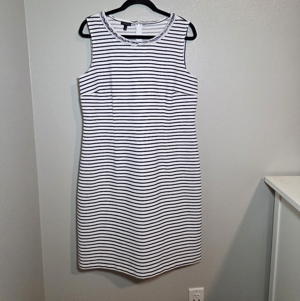 Talbots Black and White Striped Midi Dress
